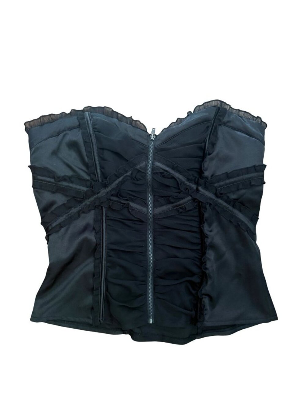 Bebe Black Ruched Corset Top